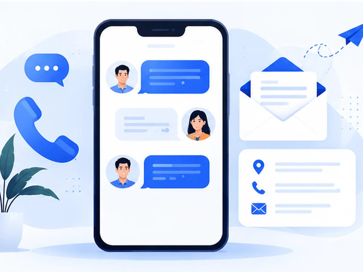 Friendly WhatsApp and email chat illustration
